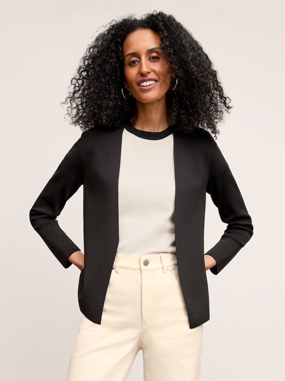 MM LaFleur Woolf Jardigan Black Knit Open Front Career Jacket Cardigan